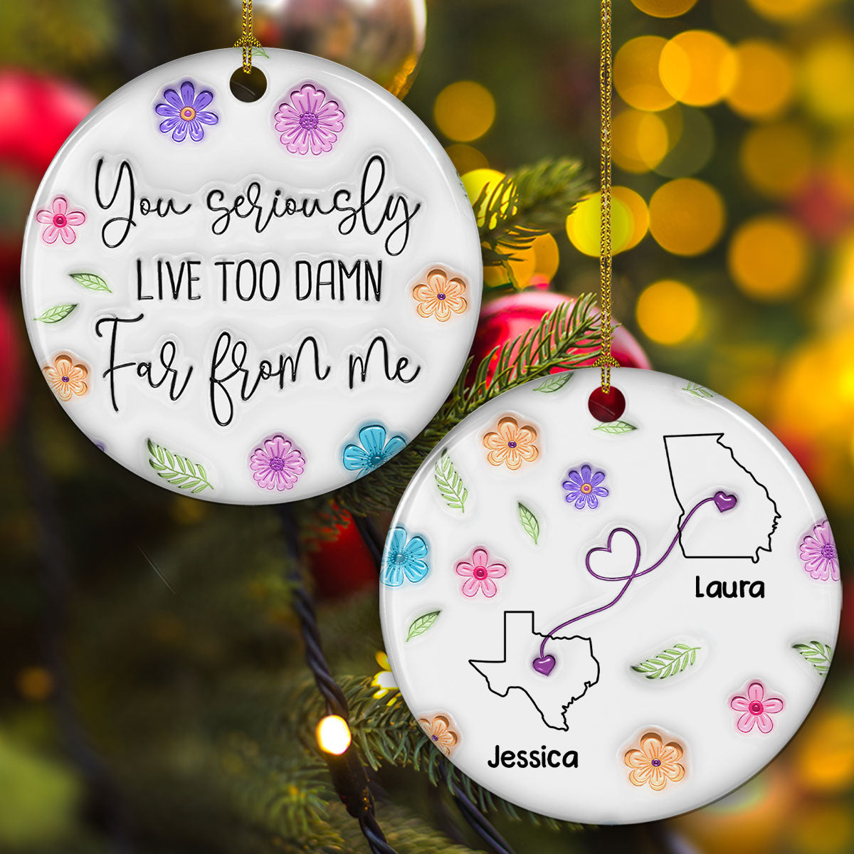 Way Too Many Miles Away - Personalized Custom 3D Inflated Effect Ceramic Ornament