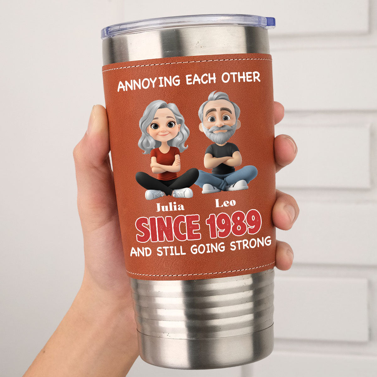 Together Forever - Personalized Custom Leather Tumbler