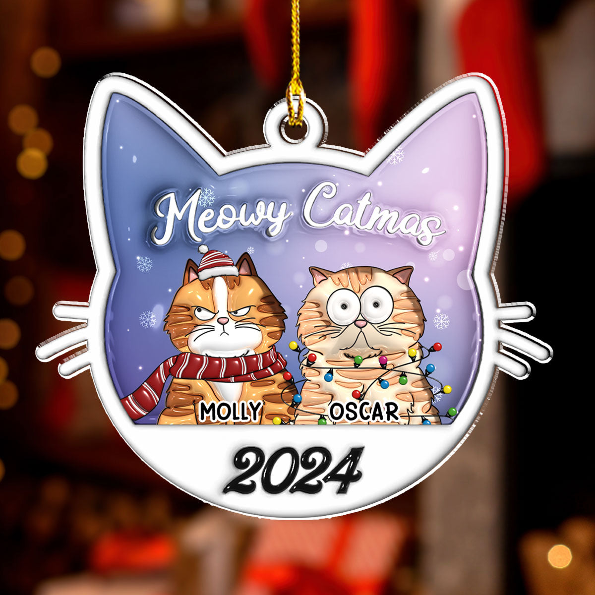 Meowy Catmas 2024 - Personalized Custom 3D Inflated Effect Acrylic Ornament