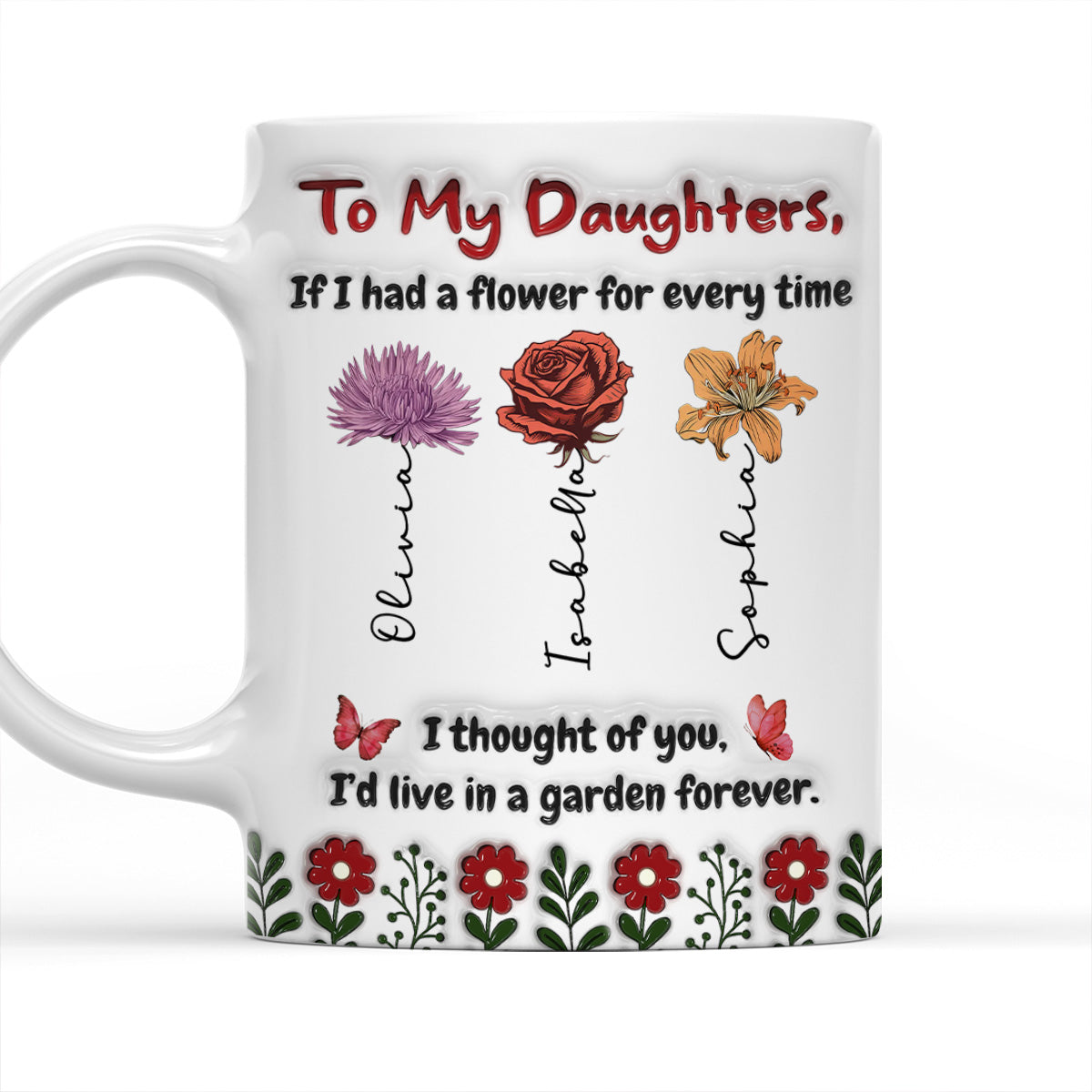 Life Is Sweeter With Daughters - Personalized Custom 3D Inflated Effect Mug