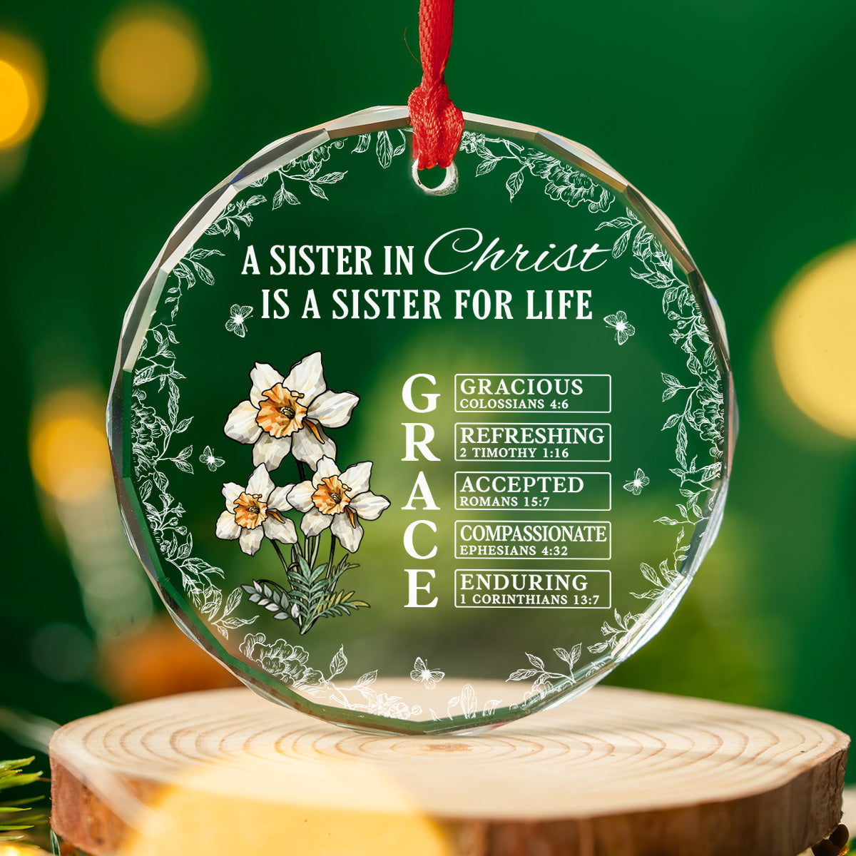 Sisterhood Rooted Deep In Faith - Personalized Custom Glass Ornament