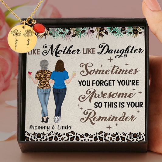 Like Mother Like Daughter - Personalized Custom Birthstone Necklace With Message Card