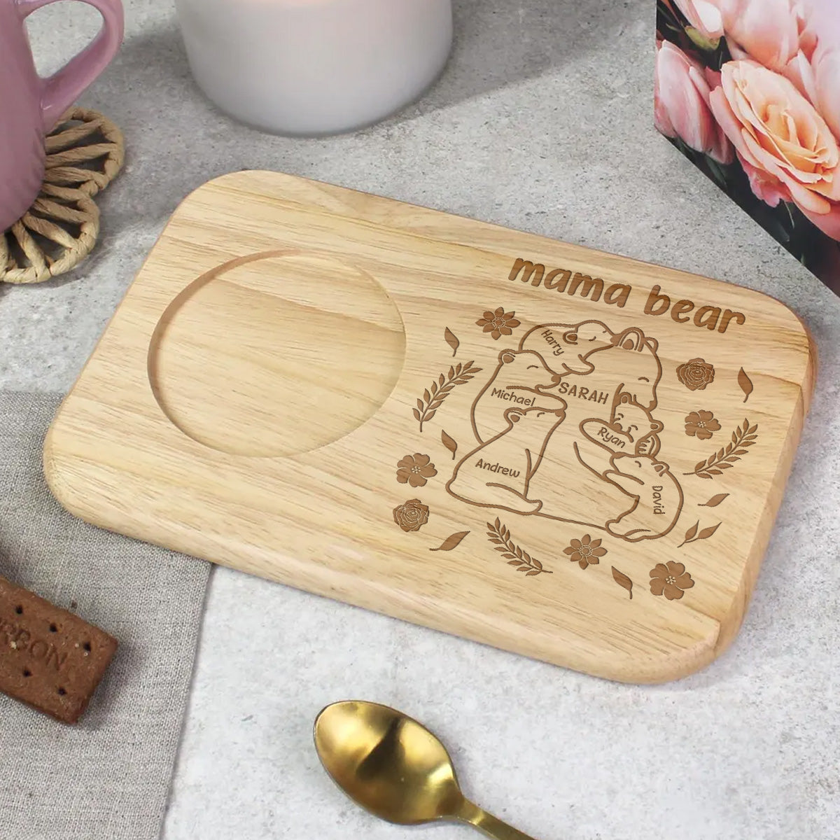 Our Mama Bear - Personalized Custom Wooden Treat Board
