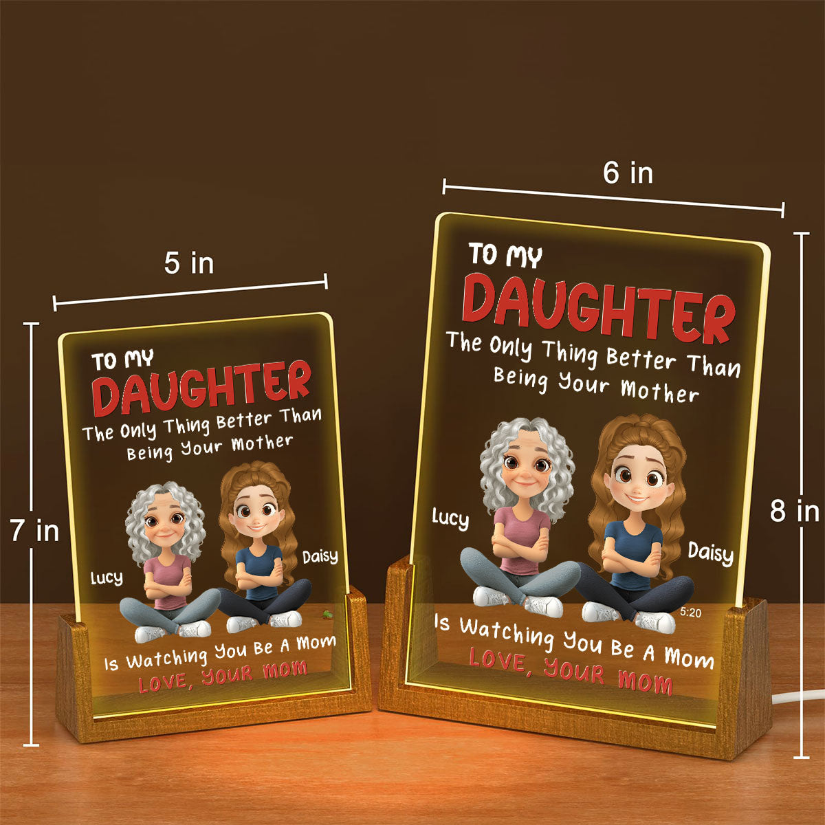 To My Daughter - Personalized Custom Plaque With Walnut Base