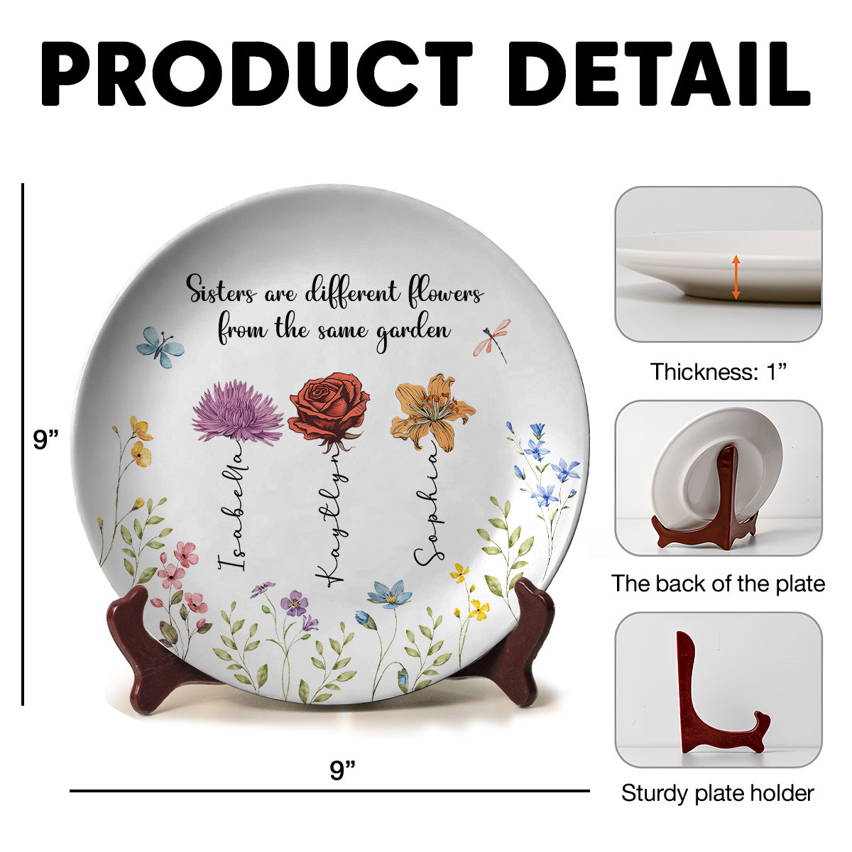 Sisters Are Different Flowers From The Same Garden - Personalized Custom Plate