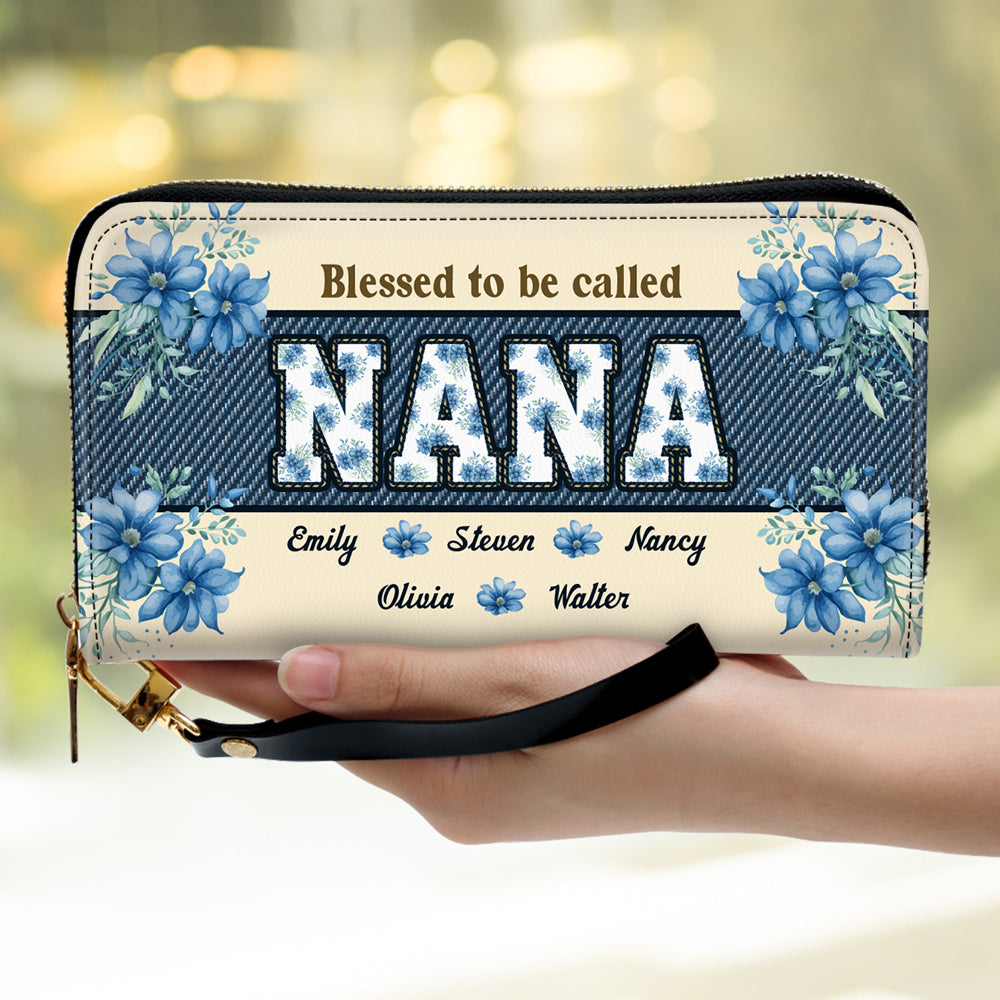 Blessed To Be Called Grandma - Personalized Custom Leather Wallet