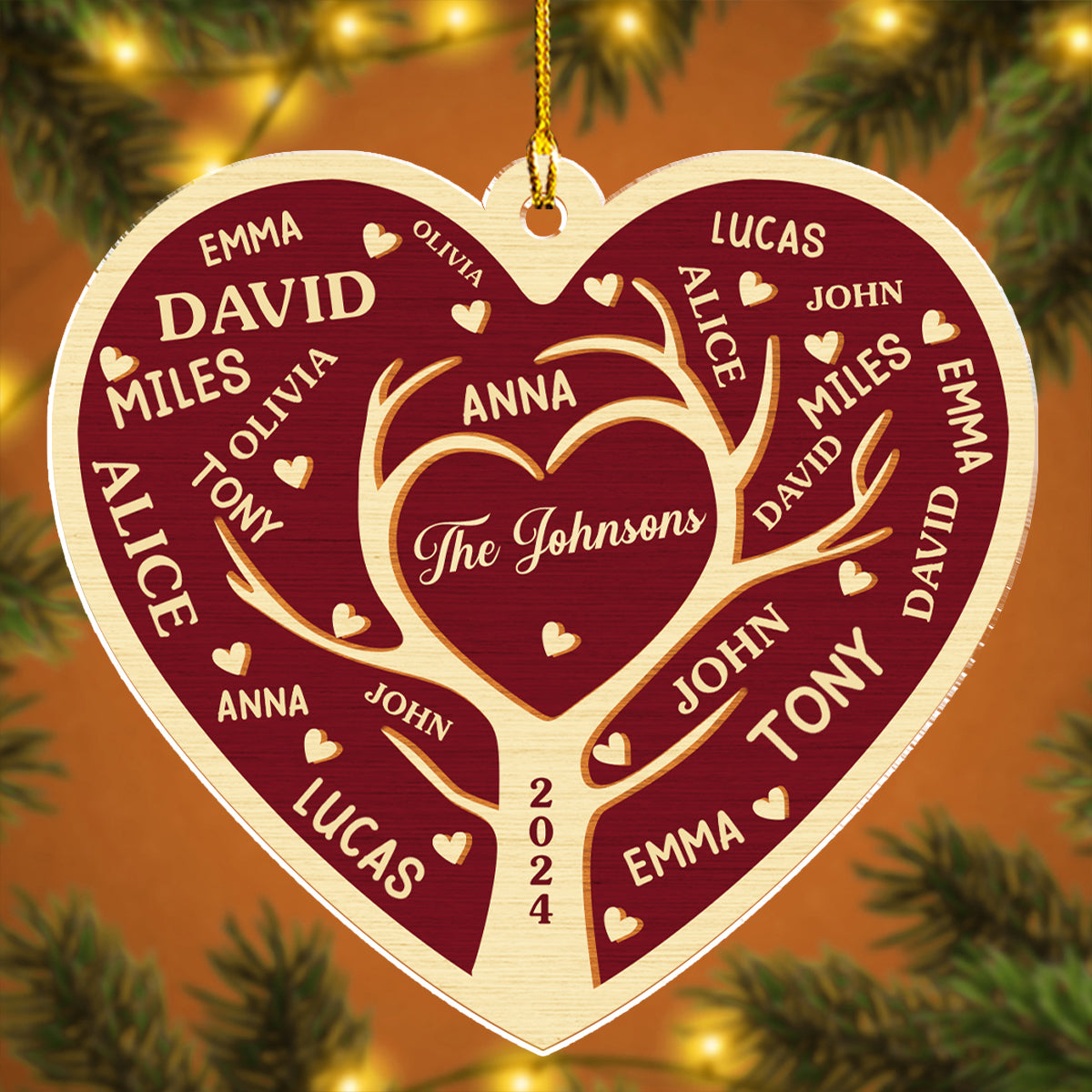 Heart Family - Personalized Custom Acrylic Ornament