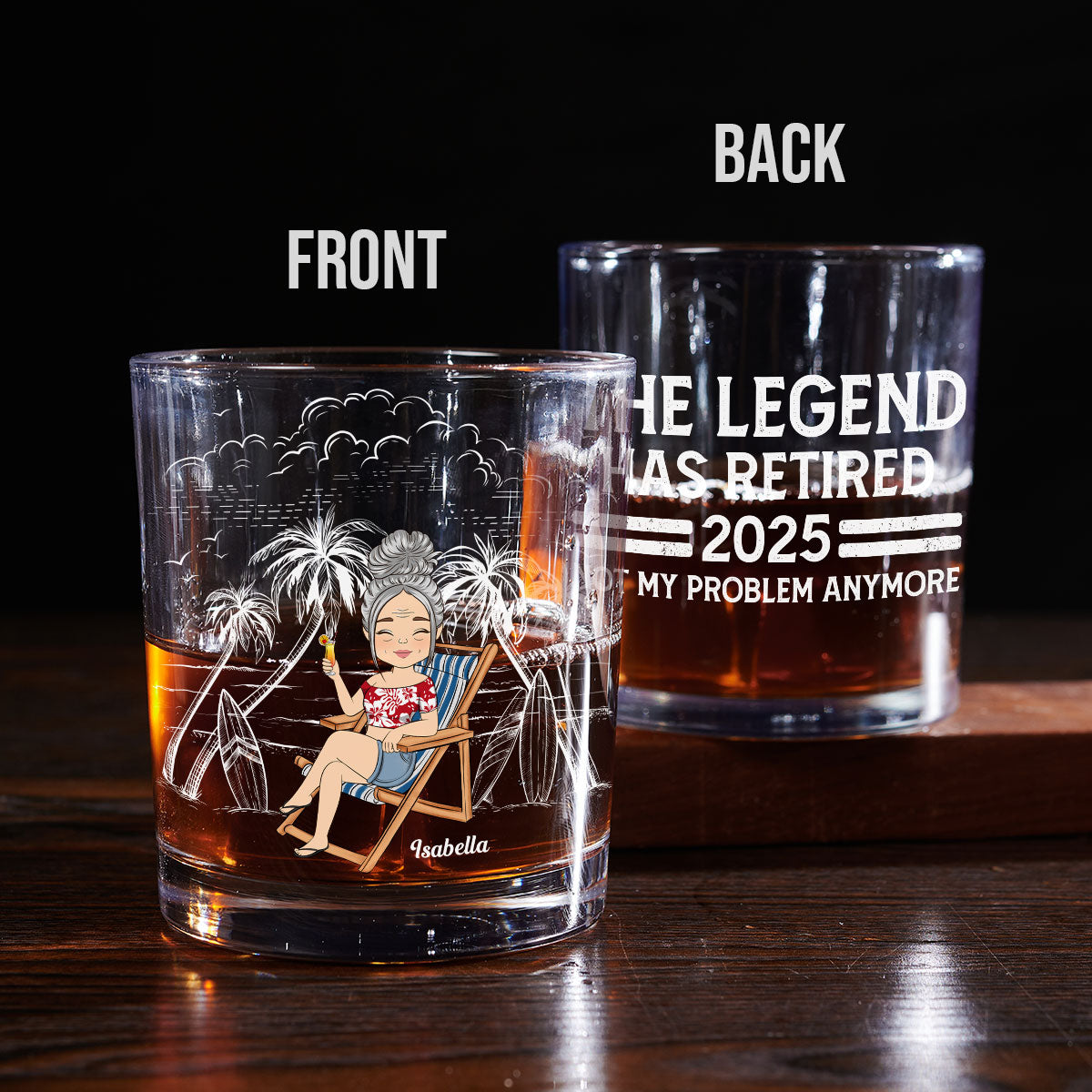 Retired Legend - Personalized Custom Whiskey Glass