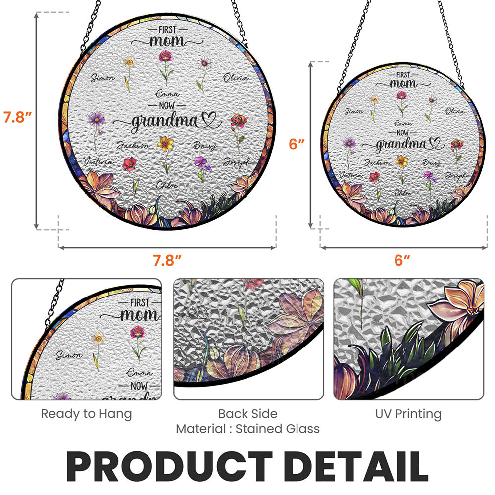 First Mom Now Grandma - Personalized Custom Window Hanging Suncatcher