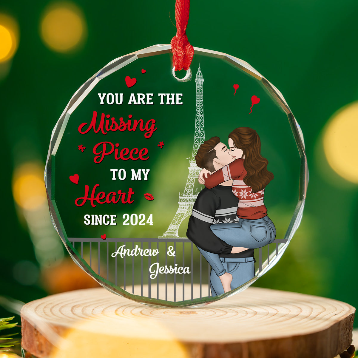 The Year I Found My Missing Piece Couples - Personalized Custom Glass Ornament