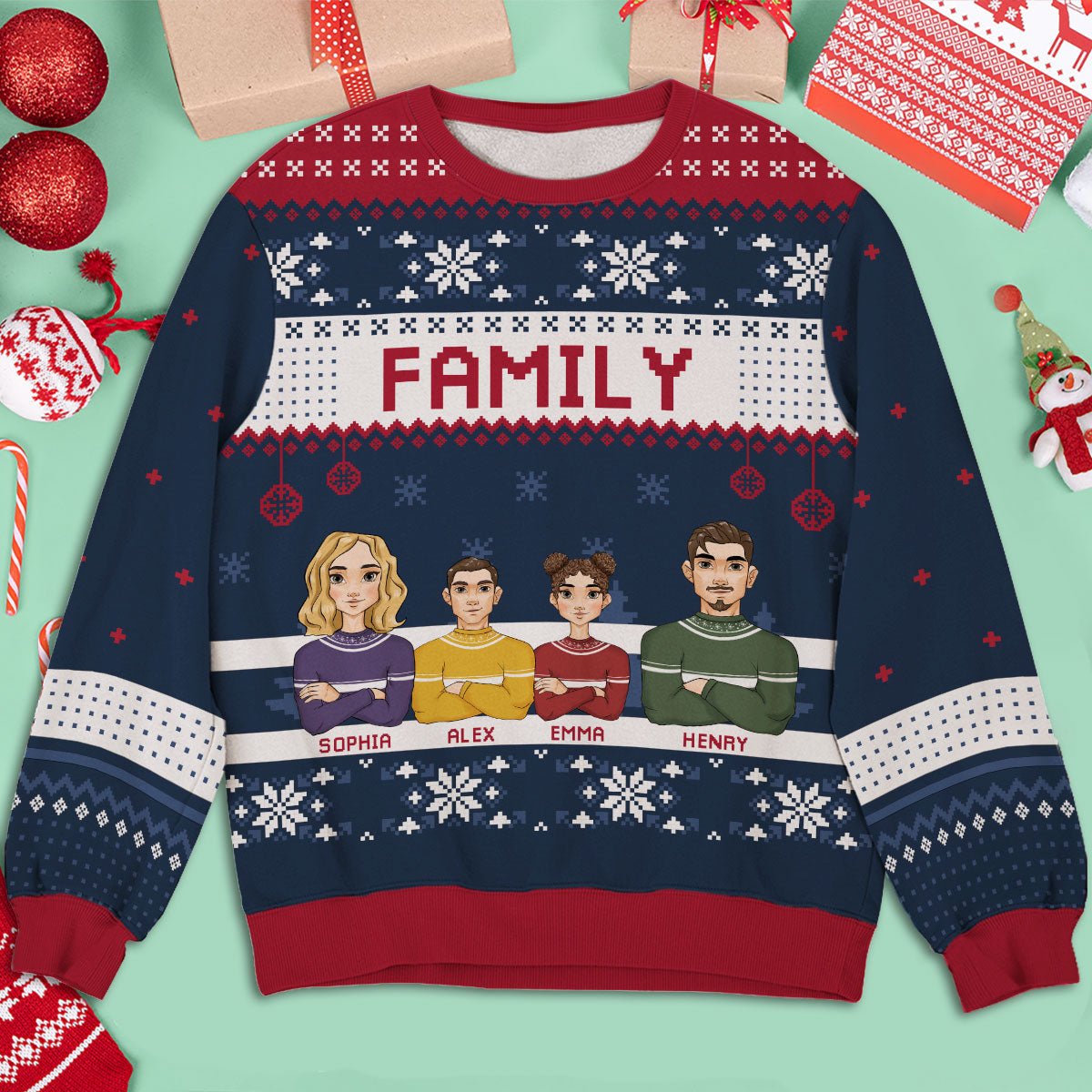 Christmas Family - Personalized Custom All-Over-Print Sweatshirt