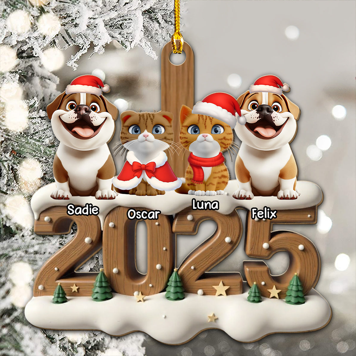 Only Them This Year - Personalized Custom 3D Effect Wood Ornament