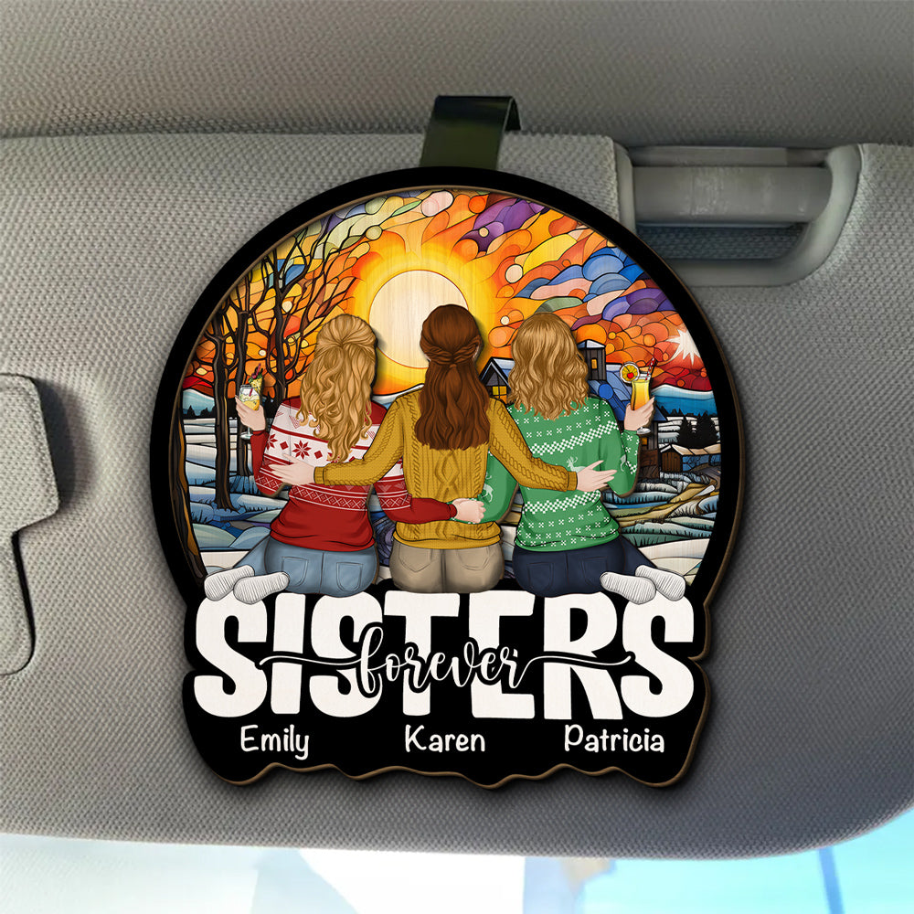 Besties Sitting Christmas - Personalized Custom Car Visor Clip