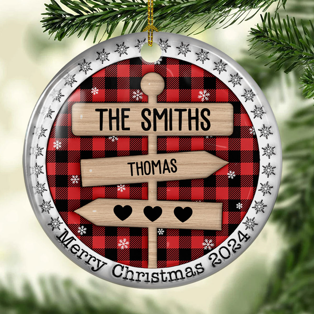 Custom Name Family - Personalized Custom 3D Inflated Effect Ceramic Ornament