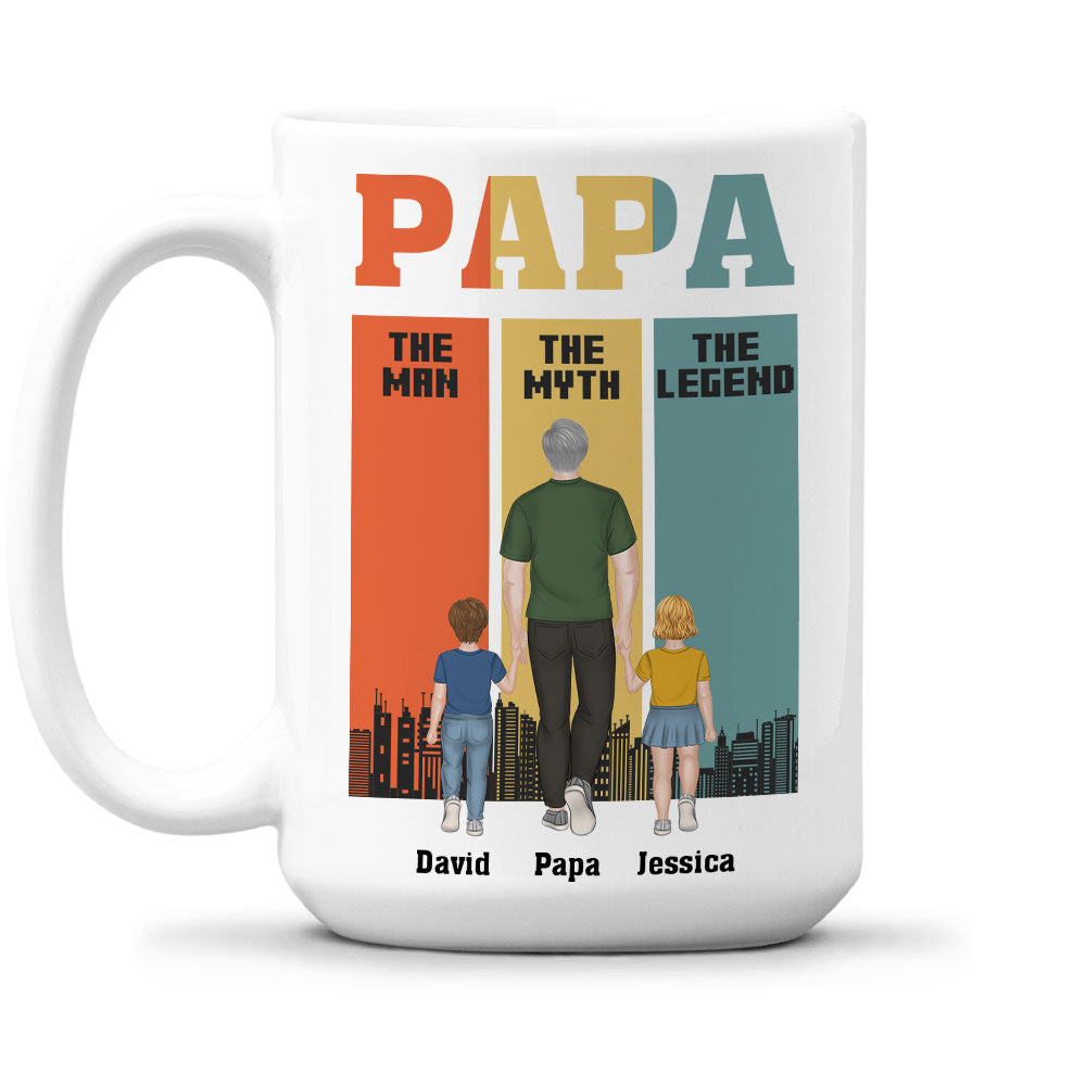 Papa The Man The Legend - Personalized Custom Coffee Mug