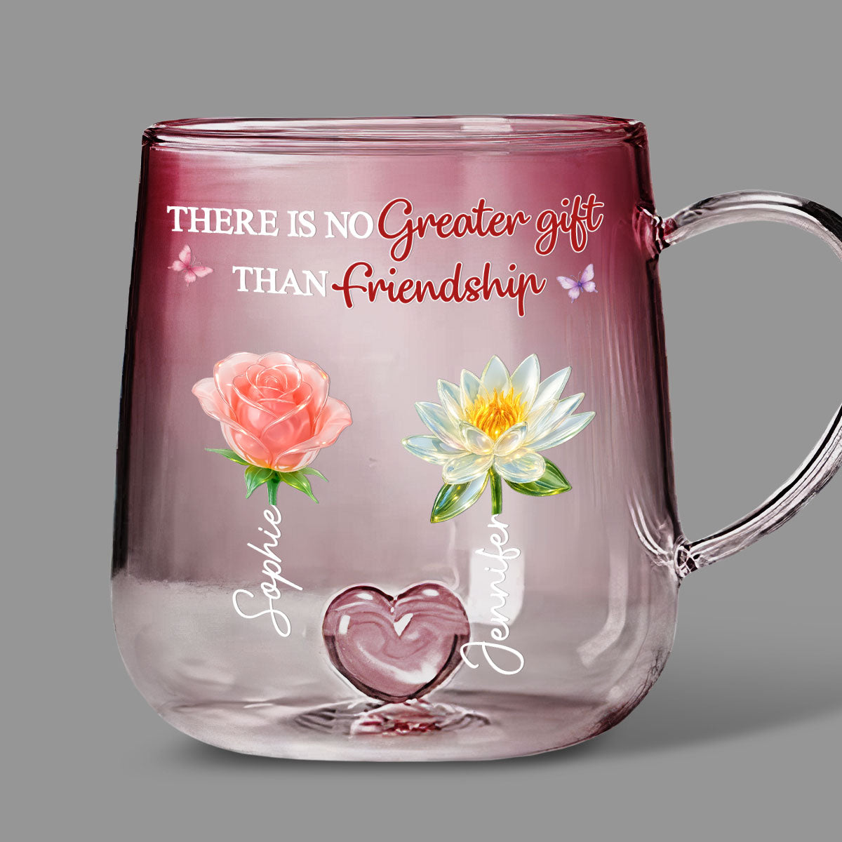 Friendship Is A Gift - Personalized Custom Pink Gradient Glass Mug