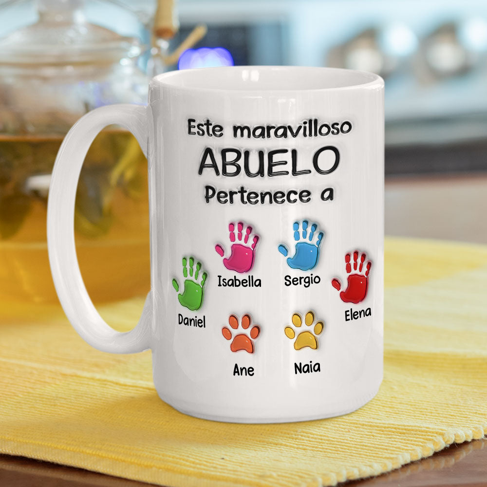 Este Maravilloso Padre Abuelo Pertenece A - Taza Personalizada con Efecto 3D Inflado