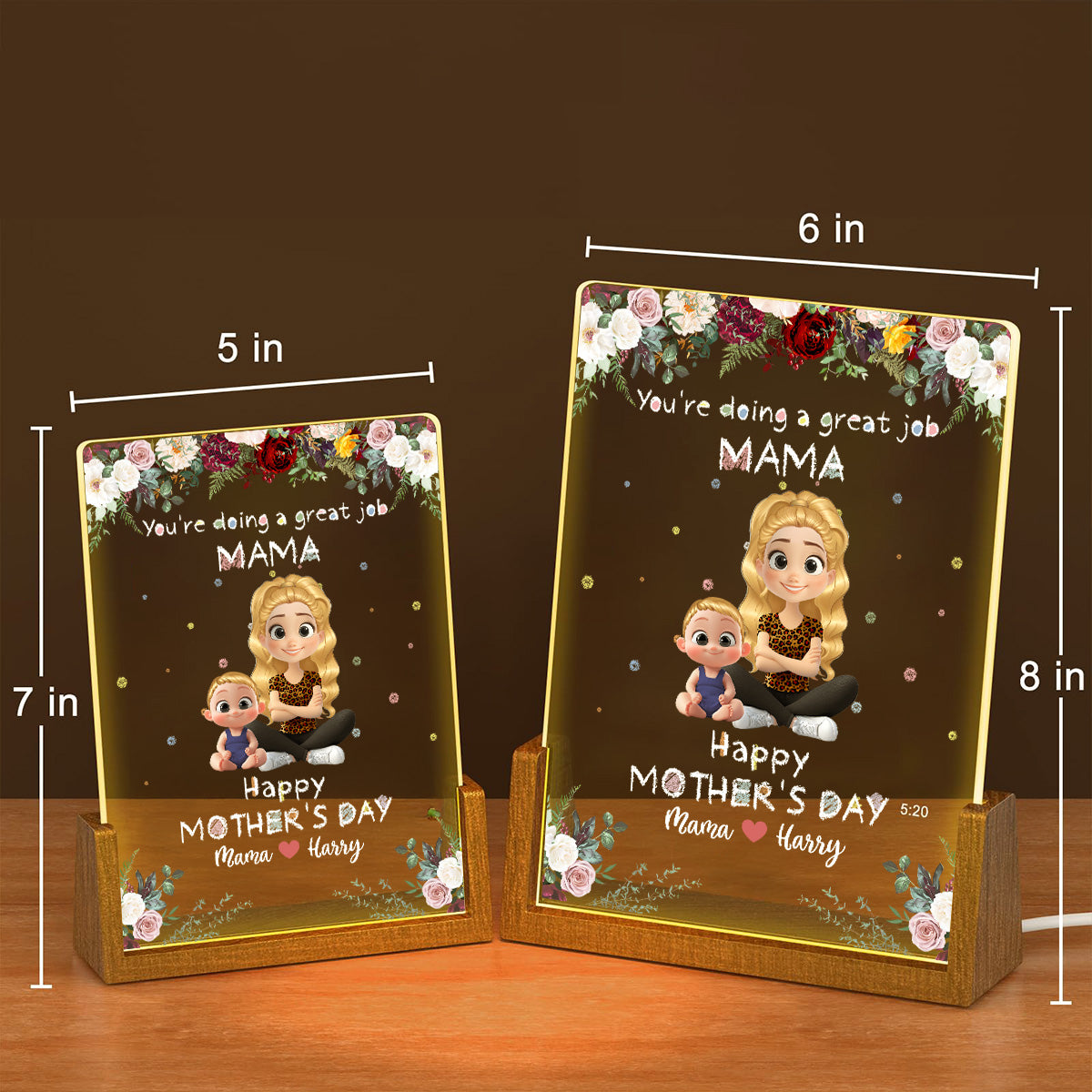 Great Mommy - Personalized Custom Plaque With Walnut Base