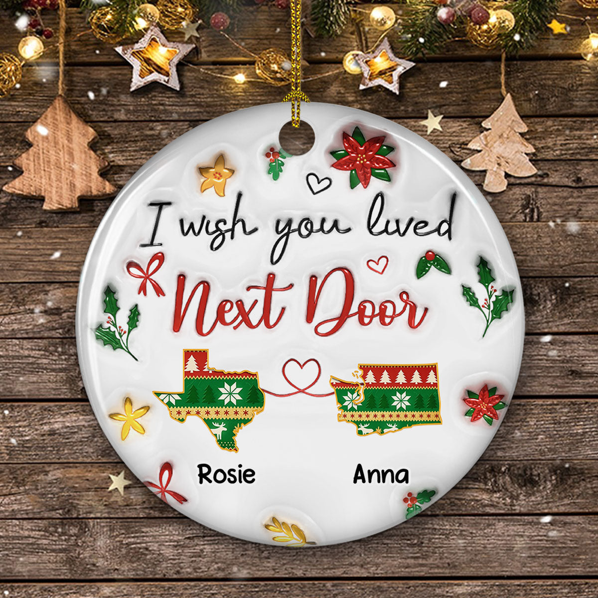 I Wish You Lived Here - Personalized Custom 3D Inflated Effect Ceramic Ornament