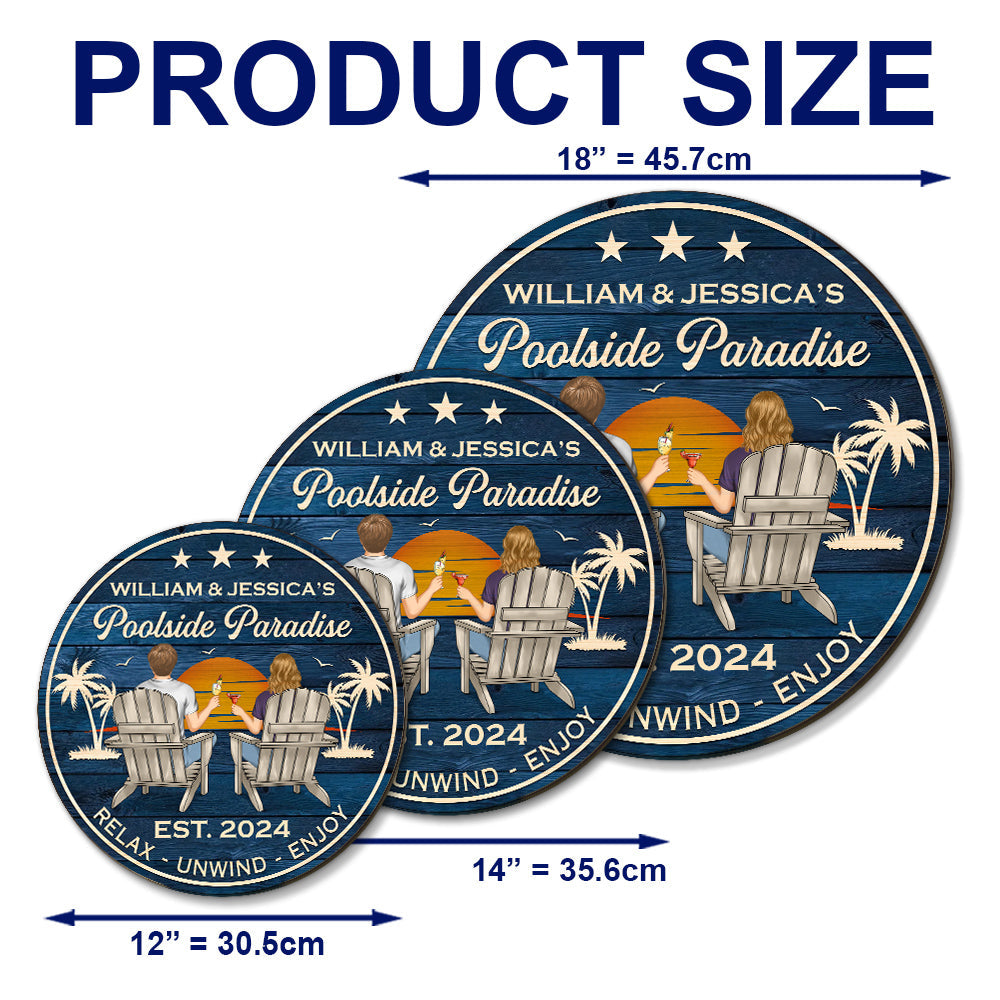 Poolside Paradise - Personalized Custom Wood Sign