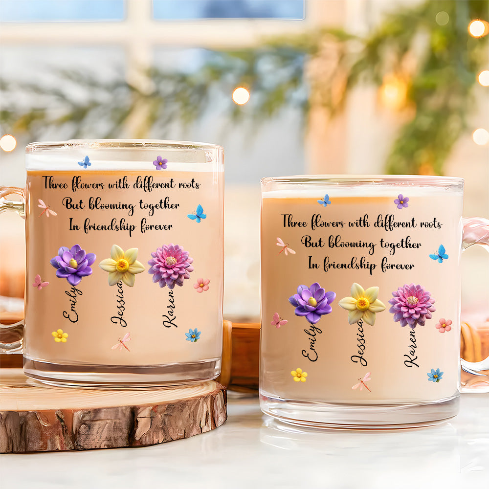 Flowers Grow Friendship Lasts Forever - Personalized Custom Glass Mug