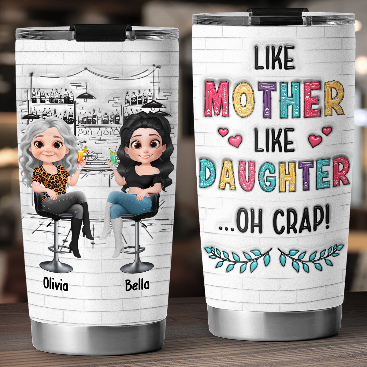 I Love Cute Mom - Personalized Custom 3D Inflated Effect Tumbler