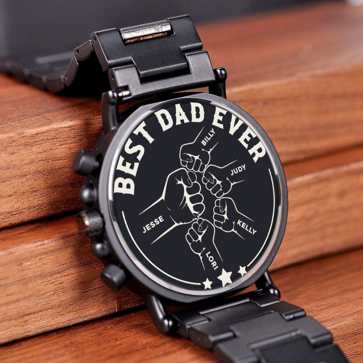 The Best Dad Ever - Personalized Engraved Wooden Watches GQ026
