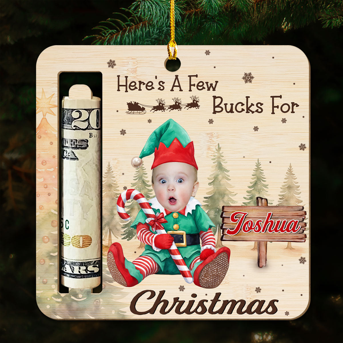 A Few Bucks For - Personalized Custom Money Holder Wood Ornament