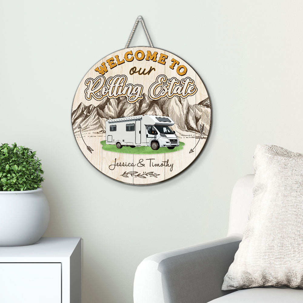 Welcome To Our Rolling Estate - Personalized Custom Wood Sign