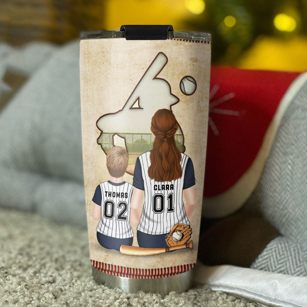 Baseball Mom Behind Every Baseball Player - Personalized Custom Tumbler