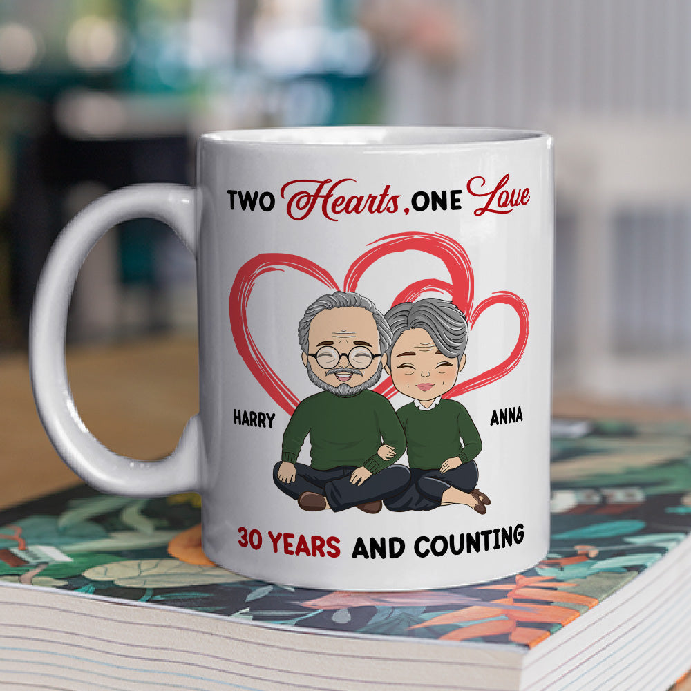 Two Hearts One Love - Personalized Custom Coffee Mug
