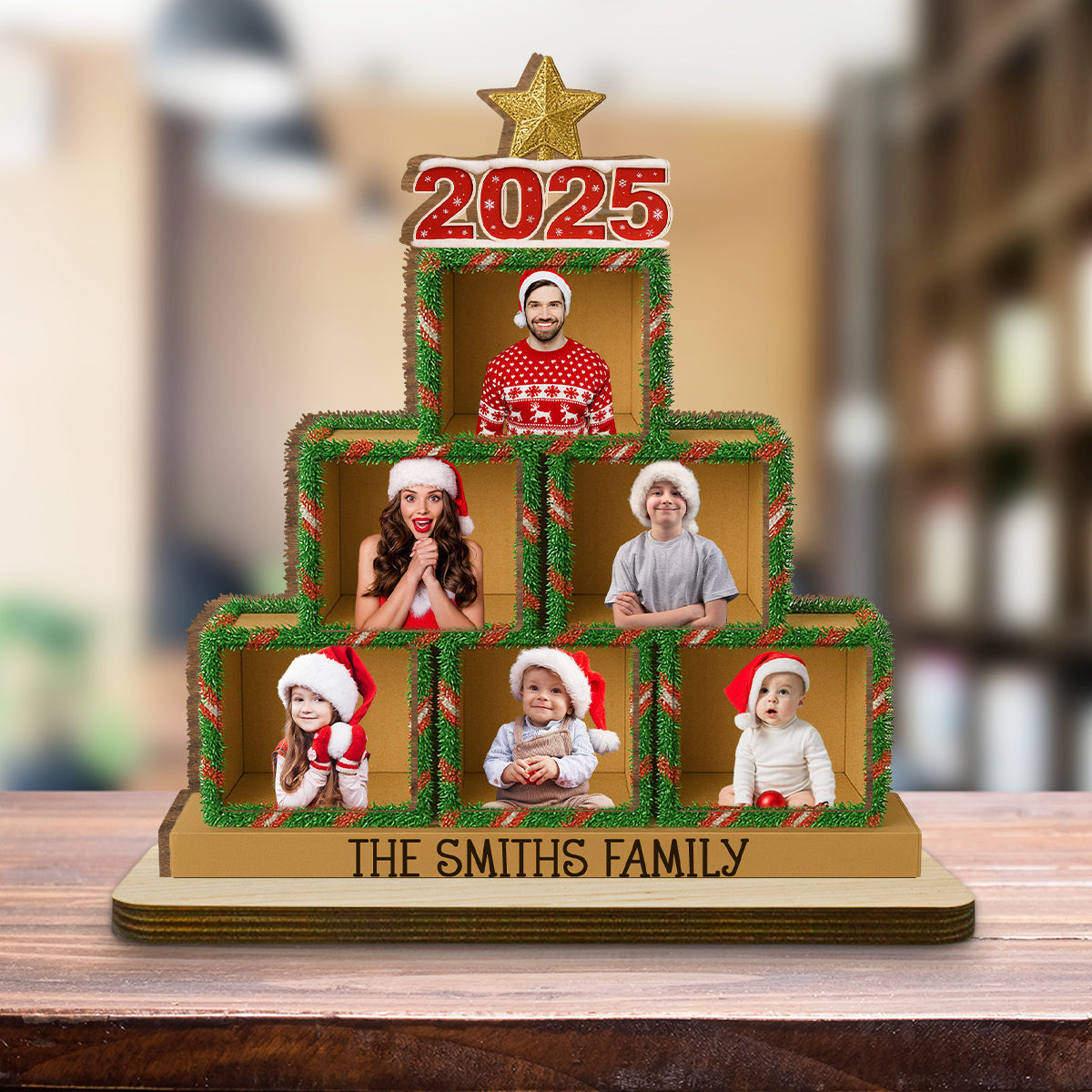 Family 2025 - Personalized Custom 2-Layer Wood Plaque With Flat Base