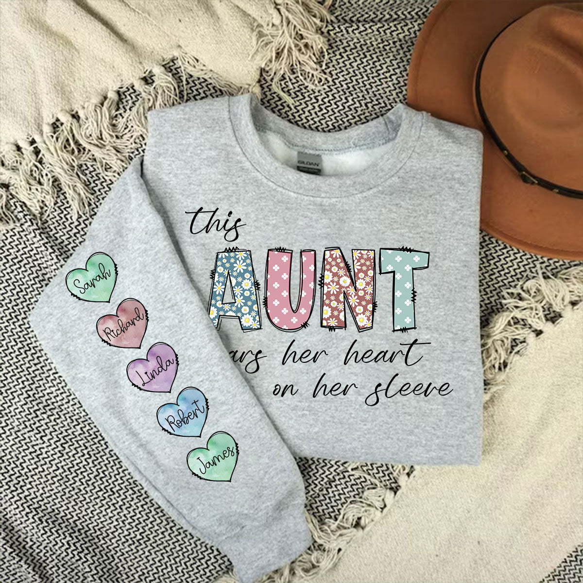 This Mama Wear Her Heart On Her Sleeve - Personalized Custom Sweatshirt