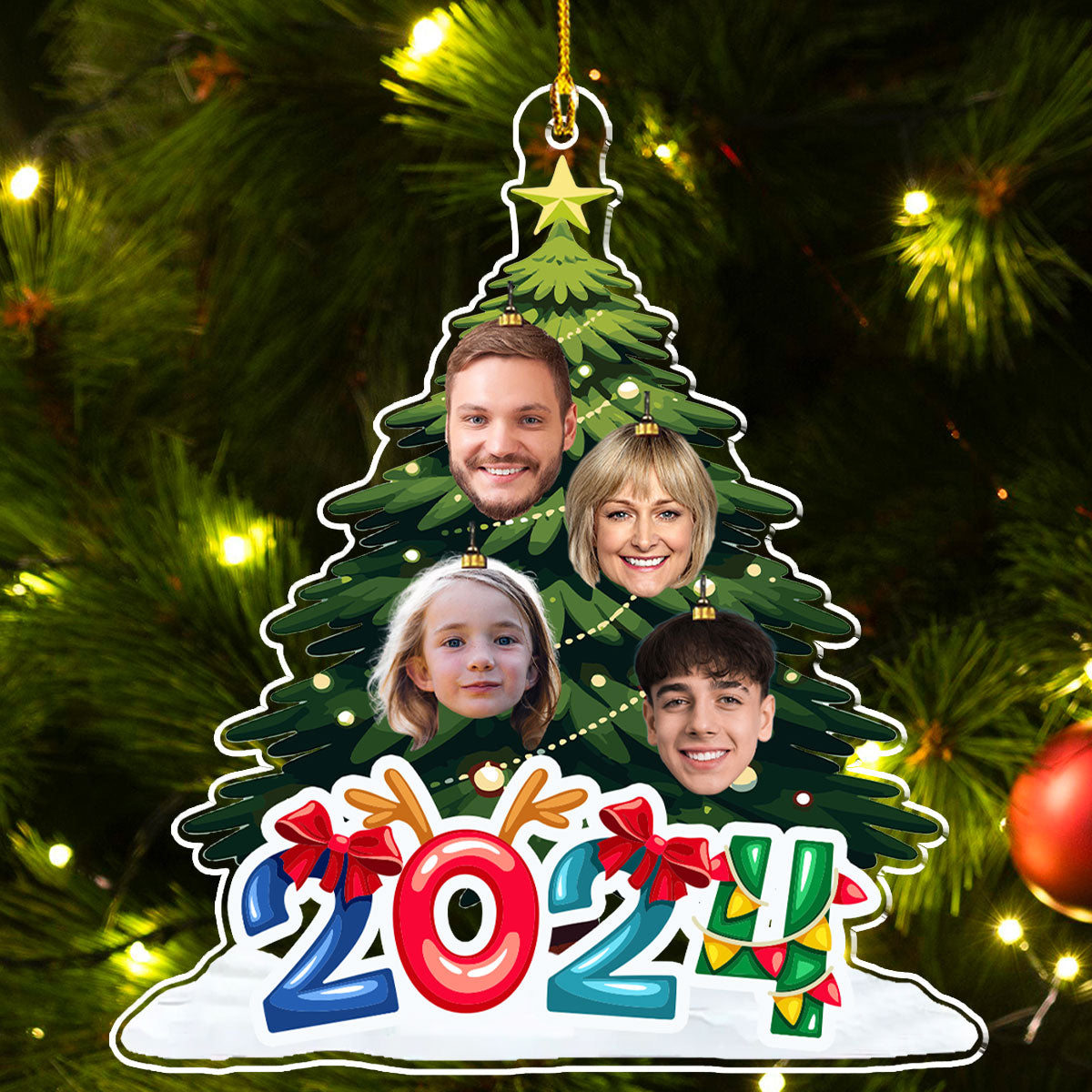 Tree Family Christmas - Personalized Custom Acrylic Ornament