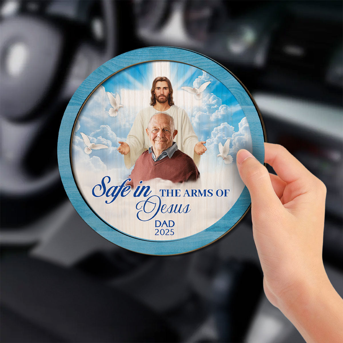 Safe In The Arms Of Jesus - Personalized Custom Car Visor Clip