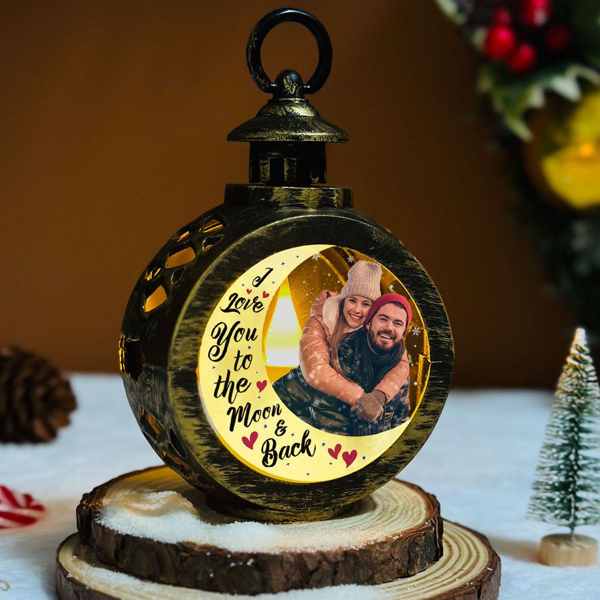 To The Moon And Back - Personalized Custom Christmas Lantern