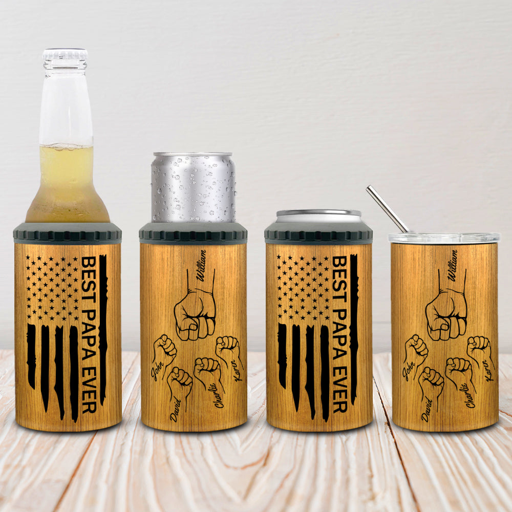 Best Dad Ever Fist Bump - Personalized Custom Can Cooler Tumbler