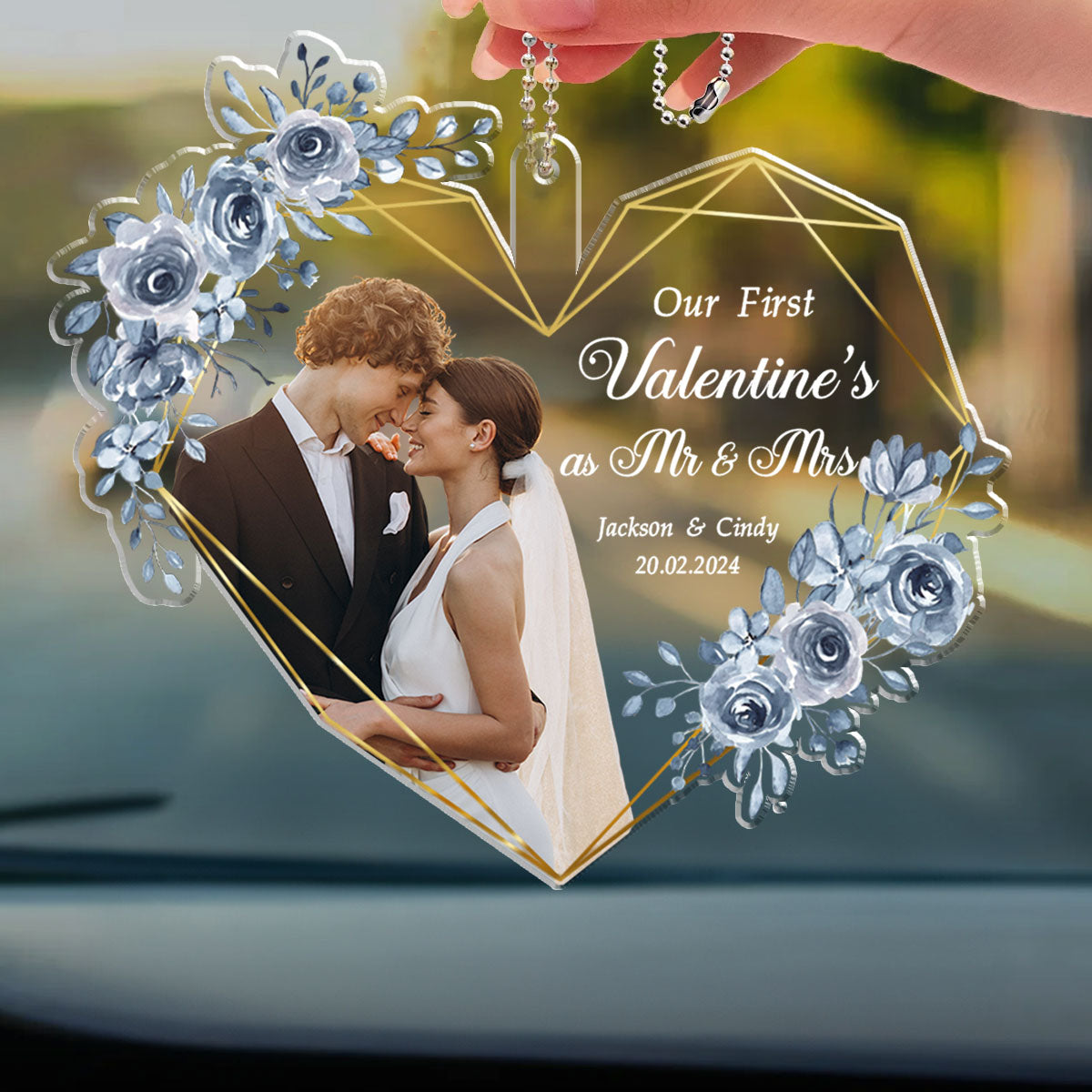 Our First Valentine Marriage - Personalized Custom Car Ornament