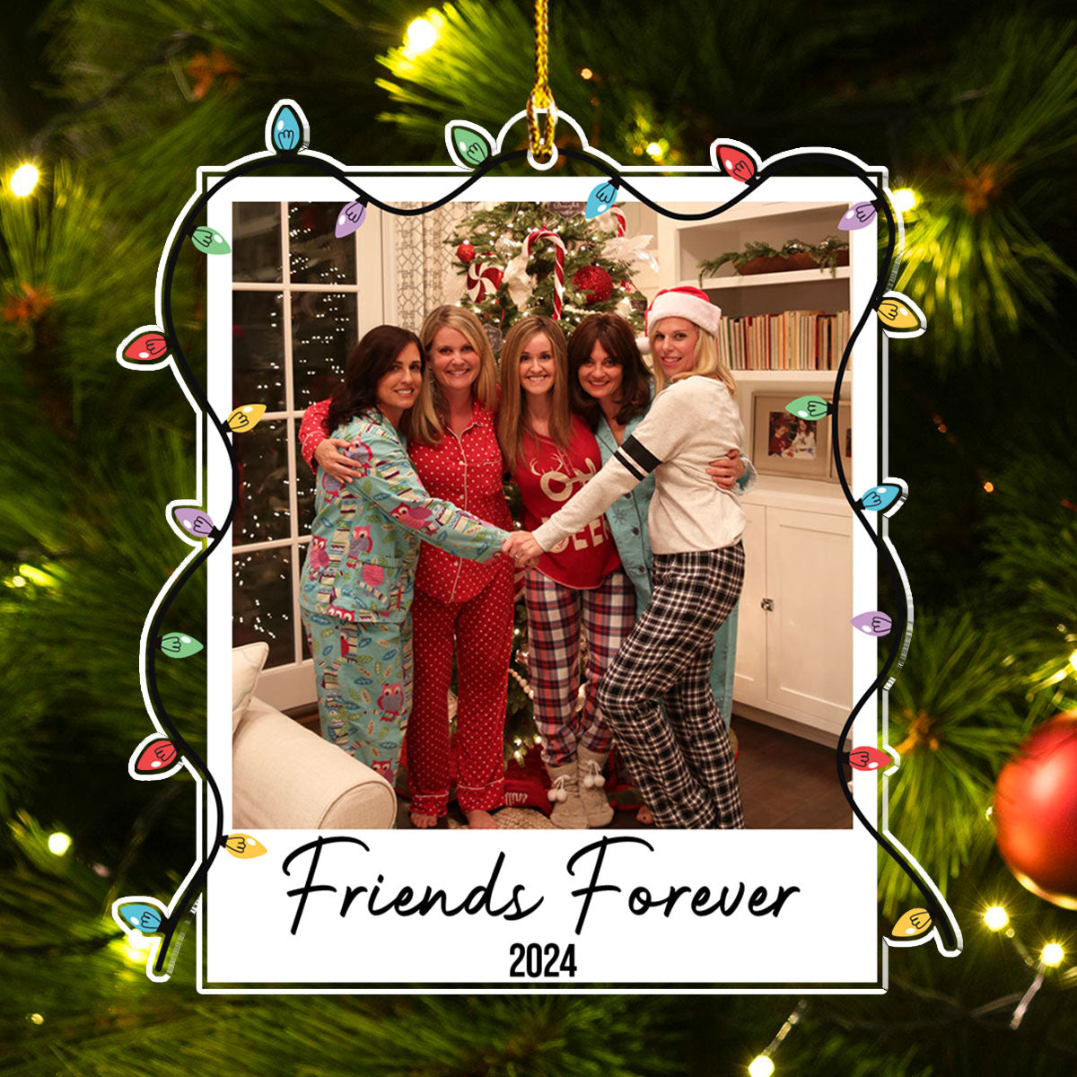 Custom Photo Polaroid Family Friends Christmas - Personalized Custom Acrylic Ornament