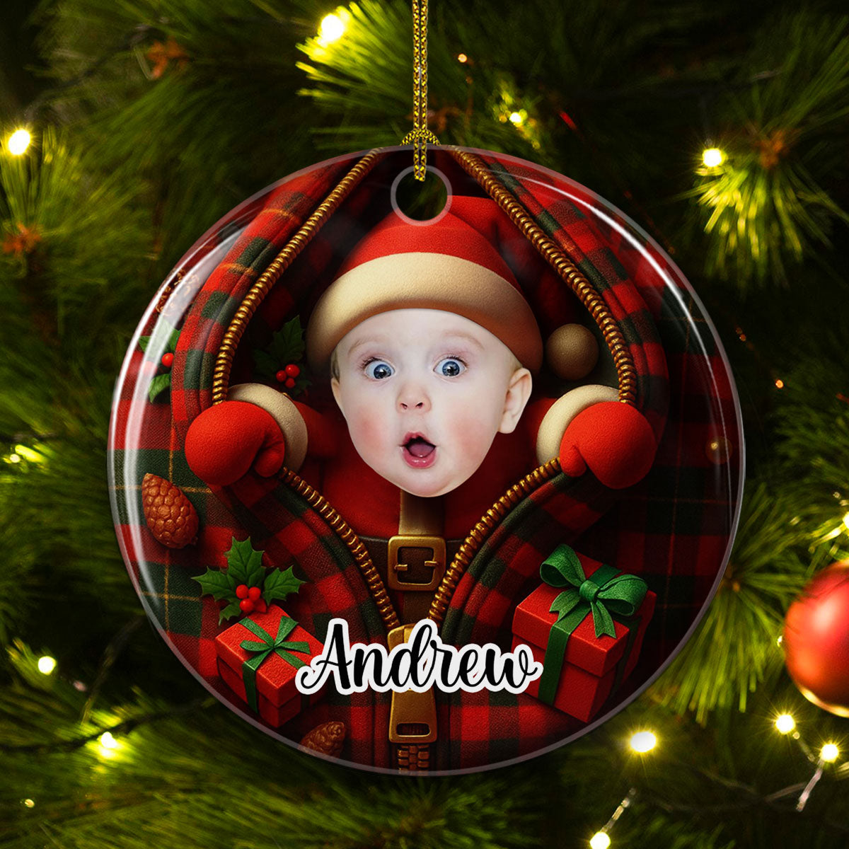 Kid Custom Photo Christmas - Personalized Custom 3D Inflated Effect Ceramic Ornament