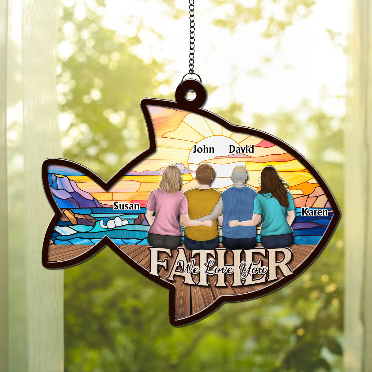 We Hooked The Best Daddy - Personalized Custom Suncatcher