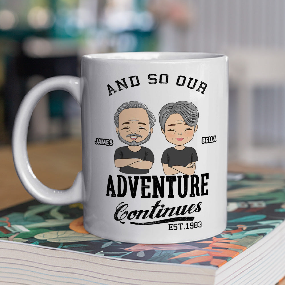The Adventure Continues - Personalized Custom Coffee Mug