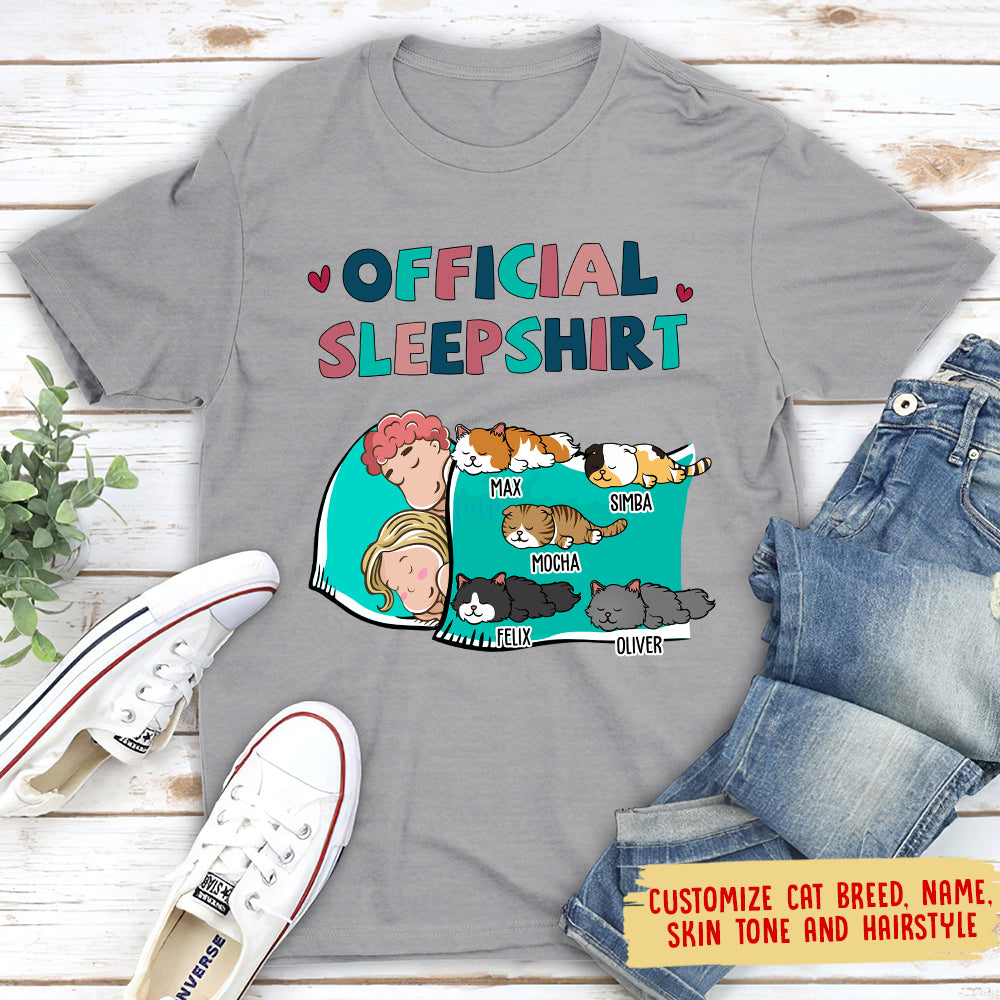 Cat Official Sleepshirt For Couple - Personalized Custom Unisex T-shirt