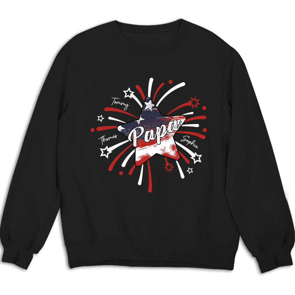 Papa & Kids Firework Star - Personalized Custom Shirt