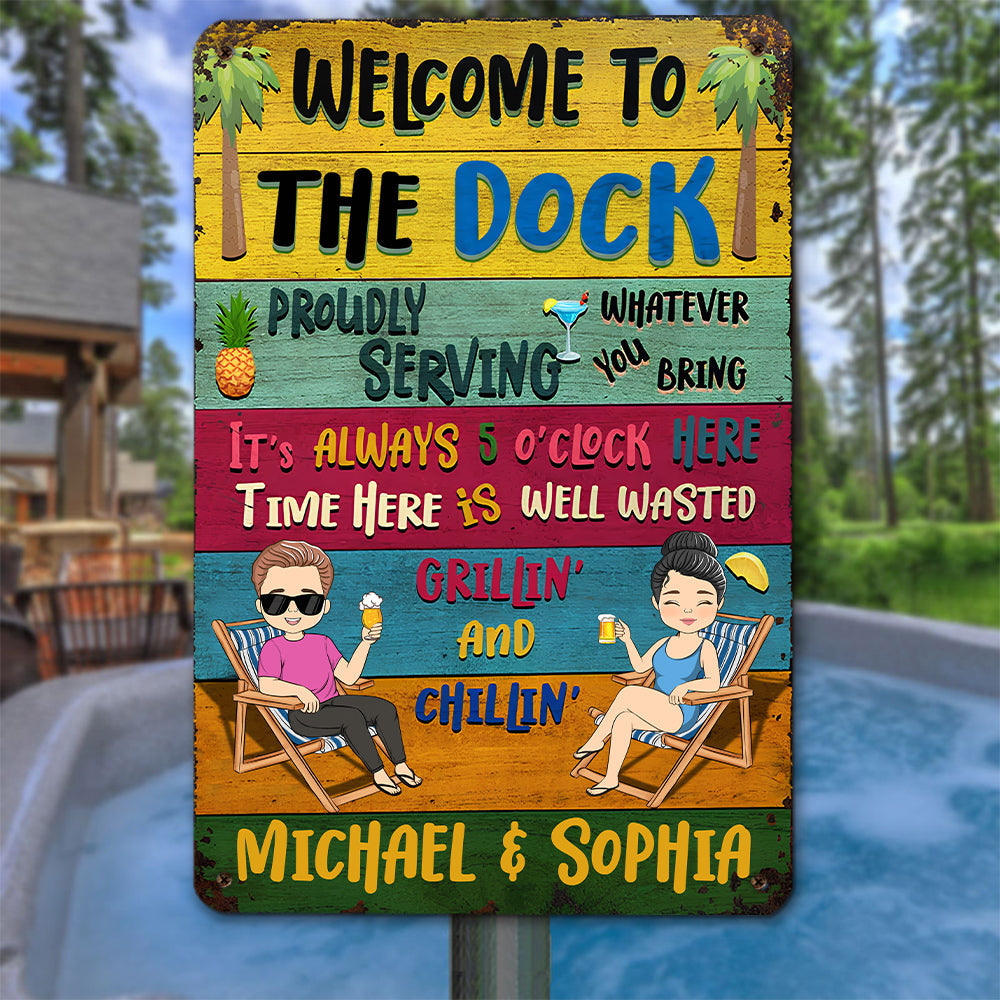 Welcome To The Poolside - Personalized Custom Metal Sign
