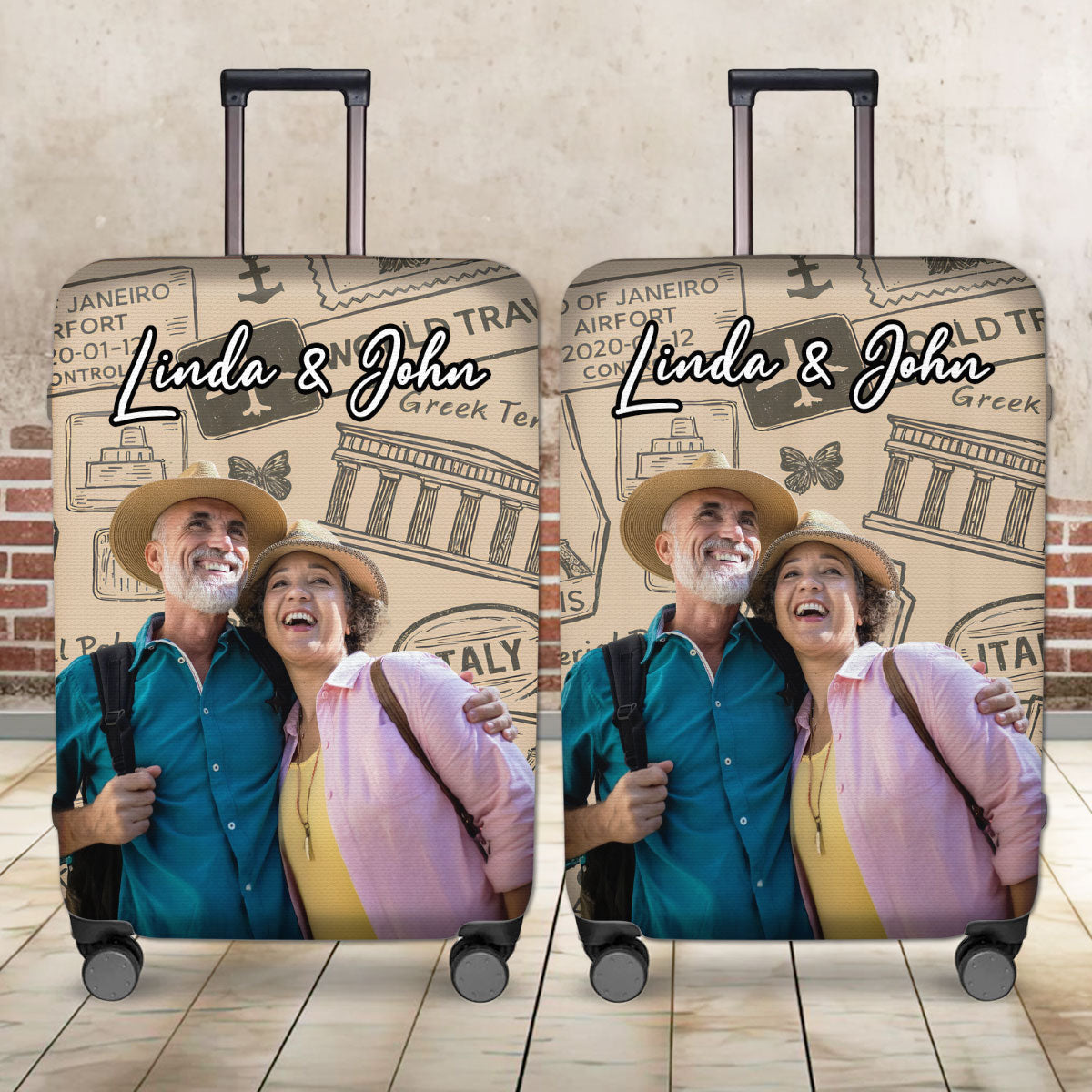 Around The World - Personalized Custom Luggage Cover