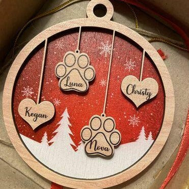 Family Ornament - Personalized Custom 2-layered Wood Ornament