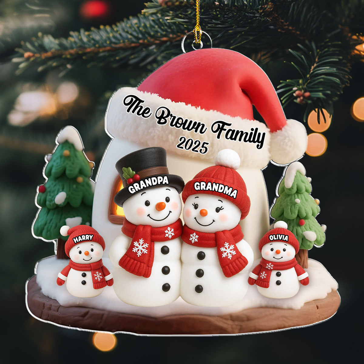 Snowman House - Personalized Custom Acrylic Ornament
