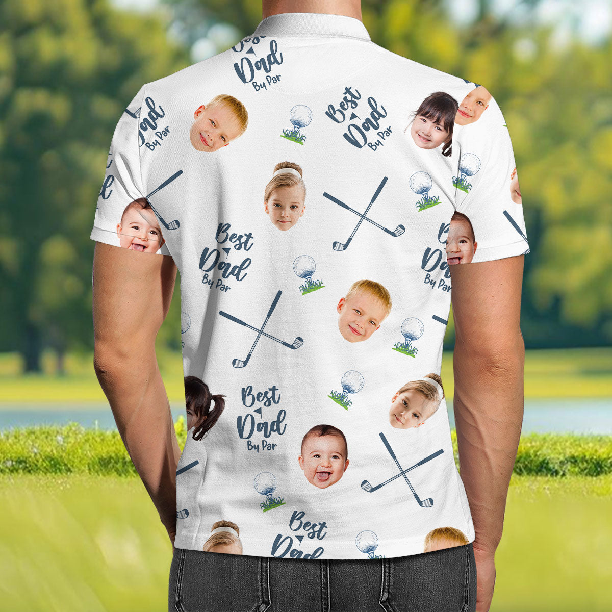 Best Dad By Par - Personalized Photo Polo Shirt - Customized Goft Shirt, Father's Day, Gift For Dad
