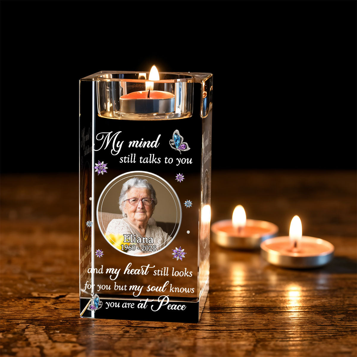 In My Mind - Personalized Custom Crystal Candle Holder